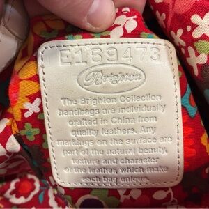 Brighton White Leather Shoulder Bag Red Floral Multi Interior